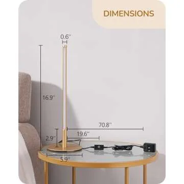 EDISHINE LED Table Lamp, Dimmable Bedside Lamp with 3 Colour Temperature, Touch Controller, Minimalist Lamp for Bedroom, Living Room, Corner Lighting, Gift, Reading, Metal Finish, Gold, 6W