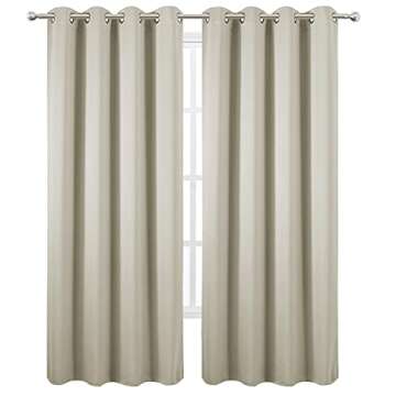 LEMOMO Light Beige Thermal Blackout Curtains/52 x 84 Inch/Set of 2 Panels Room Darkening Curtains