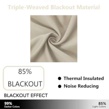 LEMOMO Light Beige Thermal Blackout Curtains/52 x 84 Inch/Set of 2 Panels Room Darkening Curtains