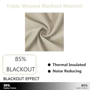 LEMOMO Light Beige Thermal Blackout Curtains/52 x 84 Inch/Set of 2 Panels Room Darkening Curtains