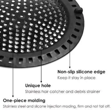 Huntonry Hair Catcher Shower Drain, Shower Drain Cover Strainer, Bathtub Drain Strainer, Drain Strainer for Bathtub Bathroom Tub Sink, Shower & Tub Drain Protector, Flat, Round, Black