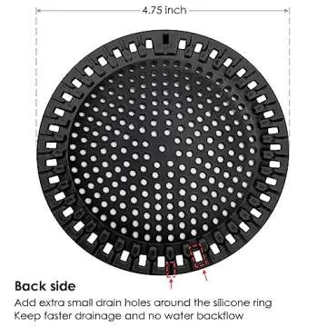 Huntonry Hair Catcher Shower Drain, Shower Drain Cover Strainer, Bathtub Drain Strainer, Drain Strainer for Bathtub Bathroom Tub Sink, Shower & Tub Drain Protector, Flat, Round, Black