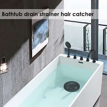 Huntonry Hair Catcher Shower Drain, Shower Drain Cover Strainer, Bathtub Drain Strainer, Drain Strainer for Bathtub Bathroom Tub Sink, Shower & Tub Drain Protector, Flat, Round, Black