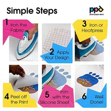 PPD Silicone Paper for Heat Transfer, 8.5 x 11 inch Protective Sheet Cover for use with Iron or Heat Press Machine for T Shirts, Non Stick & Reusable (10 Pack)