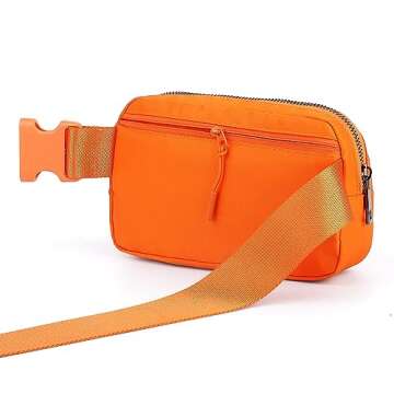 ZPN Mini Fanny Pack Orange Belt Bag for Women and Men, Fashionable Waterproof Waist Pack with Adjust...