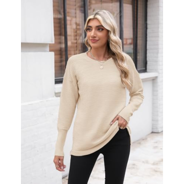 Zeagoo Women's Fall Sweater Soft Stylish Ribbed Knit Top