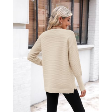 Zeagoo Women's Fall Sweater Soft Stylish Ribbed Knit Top