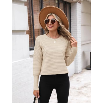 Zeagoo Women's Fall Sweater Soft Stylish Ribbed Knit Top