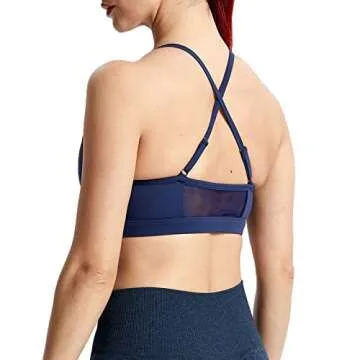 Aoxjox Sports Bras for Women Workout Fitness Ruched Training Baddie Cross Back Yoga Crop Tank Top (Navy, Small)