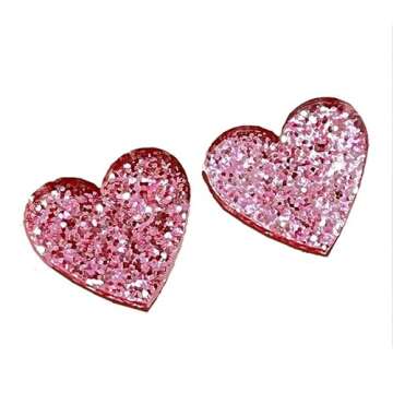 Pink Love Heart Stud Earrings Set for Women Statement Acrylic Cute Envelopes Red Earrings Wedding Bi...