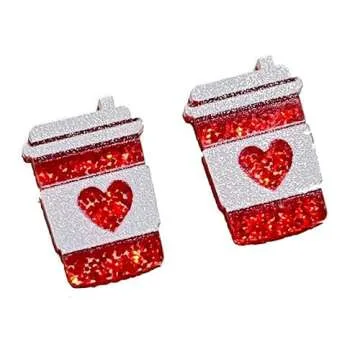 Colorful Pink Love Heart Earrings for Stylish Women