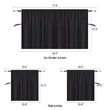 OTOEZ Car Divider Curtain for Privacy Car Curtains Blackout Shades for Camping Sleep Car Sun Shade Windshield Window Covers Car Cabana Road Trip Essential (Divider Curtain + Side Windows Curtain)