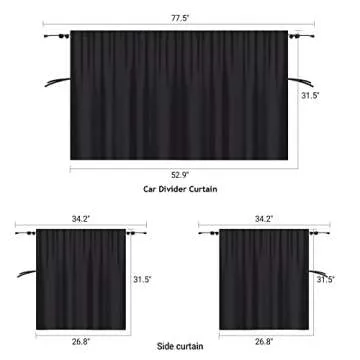 OTOEZ Car Divider Curtain for Privacy Car Curtains Blackout Shades for Camping Sleep Car Sun Shade Windshield Window Covers Car Cabana Road Trip Essential (Divider Curtain + Side Windows Curtain)