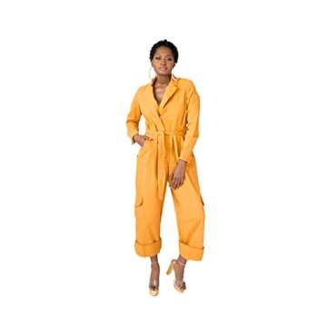 Pantora Women's Nicole Utility Jumpsuit, Orange, Large