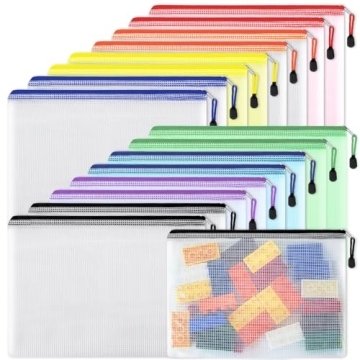 EOOUT 16pcs Mesh Zipper Pouch Set for Organizing