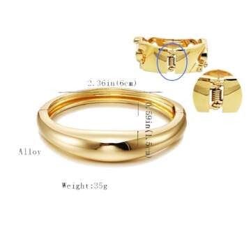 Aktully Chunky Gold Cuff Bangle Bracelets for Women 18k Gold Statement Bracelet Minimalist Thick Gold Hinge Wrist Cuff Bracelets Trendy Jewelry for Women Men (Gold)