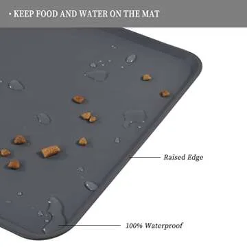 Reopet Waterproof Pet Feeding Mat with High Raised Edges, Heavier and Thicker Placemats for Cat Dog Water Bowl with BPA Free, Dogs Cats Food Mats for Messy Drinkers to Prevent Spill and Protect Floors