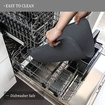 Reopet Waterproof Pet Feeding Mat with High Raised Edges, Heavier and Thicker Placemats for Cat Dog Water Bowl with BPA Free, Dogs Cats Food Mats for Messy Drinkers to Prevent Spill and Protect Floors