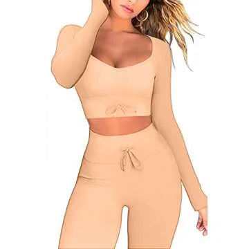 QINSEN Workout Butt Lifting Leggings for Women High Waist,Seamless Workout Crop Tops 2 Piece Outfits Set Orange M