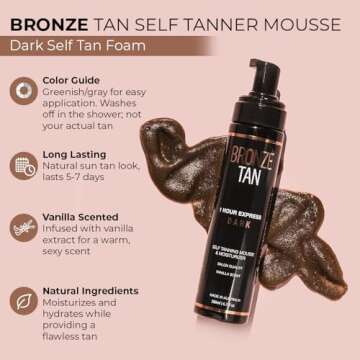 Bronze Tan Self Tanner Mousse Dark Self Tan Foam | Sunless Tanner for all Skin Tones | Salon Quality...