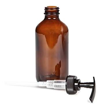 Vivaplex, 4, Large, 8 oz, Empty, Amber Glass Bottles with Black Lotion Pumps