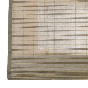 TWOPAGES Bamboo Flax Cordless Roman Shade - Eco-Friendly Window Treatment in Taupe