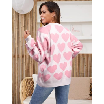 UNIQUEONE Valentine's Sweater for Women - Heart Graphic Knit Top