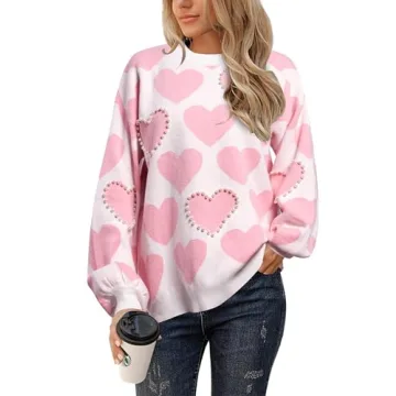 UNIQUEONE Valentine's Sweater for Women - Heart Graphic Knit Top