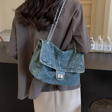 Durable Denim Purse with Adjustable Strap for Women