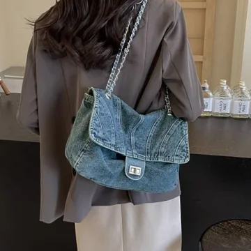 Durable Denim Purse with Adjustable Strap for Women