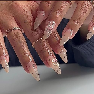 BABALAL Almond Press on Nails - 24Pcs Shiny Design