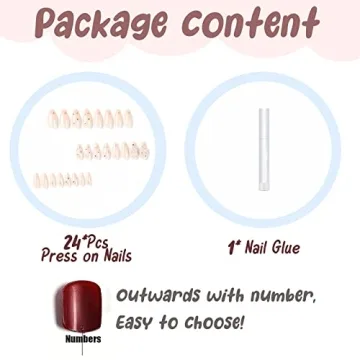 BABALAL Almond Press on Nails - 24Pcs Shiny Design