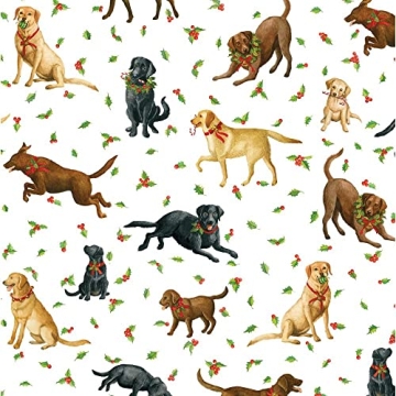 Caspari Christmas Labs Gift Wrapping Paper Roll - 30" x 8ft - Eco-Friendly Design