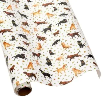 Caspari Christmas Labs Gift Wrapping Paper - Eco-friendly Roll