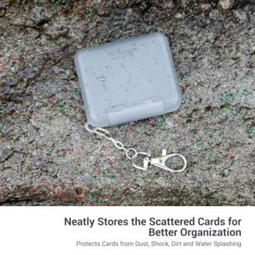 PROfezzion SD Card Holder Case Water-Resistant: Portable 12 Slots Memory Card Case for 8 Micro SD Card & 4 SD/SDXC/SDHC Card, Memory Card Hard Carrying Box Keeper Protector with Rubber Interior Grey