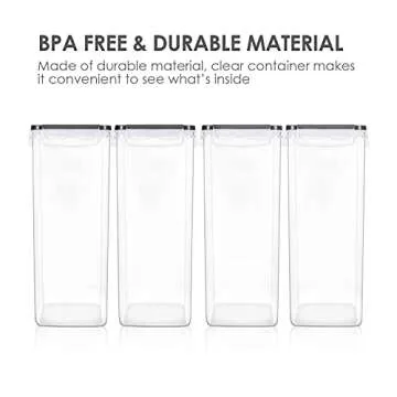 Vtopmart Extra Large Tall Airtight Food Storage Containers, 4 Pieces 5.9qt/6.5L Plastic PBA Free Kitchen Pantry Canister for Spaghetti, Flour and Baking Supplies, with 24 Labels, Black
