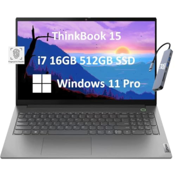 Lenovo ThinkBook 15 Gen 4 Business Laptop (15.6" FHD, 12th Gen Intel 10-Core i7-1255U, 16GB RAM, 512...