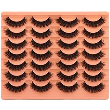 Short Lashes Natural Look False Eyelashes Thick Fluffy Faux Mink Lashes Pack Wispy Strip Fake Eyelas...