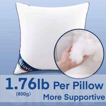 Siluvia 20"x20" Pillow Inserts Set of 2 Decorative 20" Pillow Inserts-Square Interior Sofa Throw Pil...