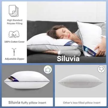 Siluvia 20"x20" Pillow Inserts Set of 2 Decorative 20" Pillow Inserts-Square Interior Sofa Throw Pillow Inserts Decorative White Pillow Insert Pair Couch Pillow
