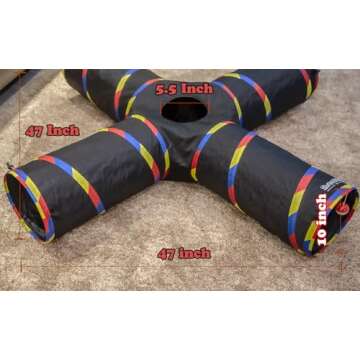 SweetBin 4 Way Large Cat Tunnels for Indoor Cats - 10" Diameter & 47" Long Cat Play Tunnel Toy - Cat...