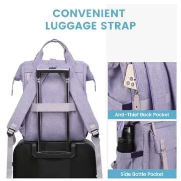 LOVEVOOK Laptop Backpack for Women, Teacher Nurse Bag Work Travel Computer Backpacks Purse,Daypack Water Resistant with USB Charging Port, 15.6 inch