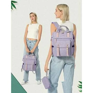 LOVEVOOK Laptop Backpack for Women, Teacher Nurse Bag Work Travel Computer Backpacks Purse,Daypack Water Resistant with USB Charging Port, 15.6 inch