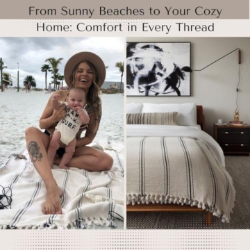 Loomia Sophie Woven Turkish Cotton Throw Blanket Farmhouse Decor