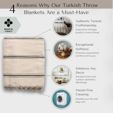 Loomia Sophie Woven Turkish Cotton Throw Blanket Farmhouse Decor