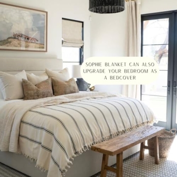 Loomia Sophie Woven Turkish Cotton Throw Blanket Farmhouse Decor