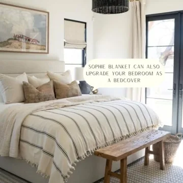 Loomia Sophie Woven Turkish Cotton Throw Blanket Farmhouse Decor