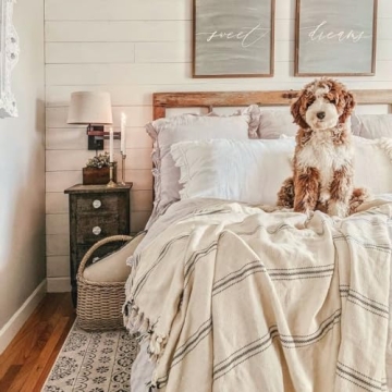 Loomia Sophie Woven Turkish Cotton Throw Blanket Farmhouse Decor