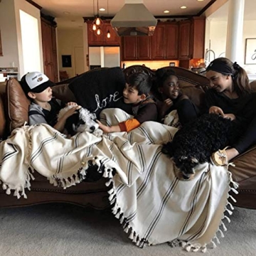 Loomia Sophie Woven Turkish Cotton Throw Blanket Farmhouse Decor