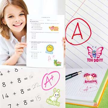400 Pieces Spring Stickers for Kids Motivational, Teacher Reward Stickers, Job Well Done Sticker, Fun Butterfly Bee Snail Flower Easter Preschool Stickers for Homework Tests Assignments Classroom